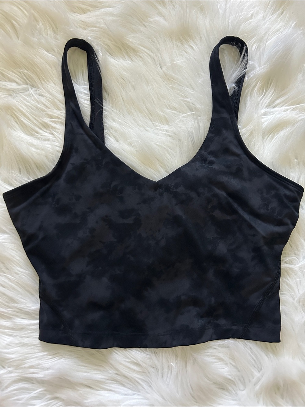 CRZ YOGA Black Marble-Effect Crop Tank